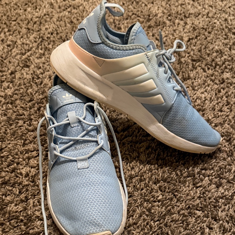 Adidas Sky Blue and White Athletic Shoes